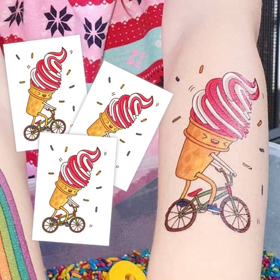 Ducky Street Flower Ice Cream Temporary Tattoos