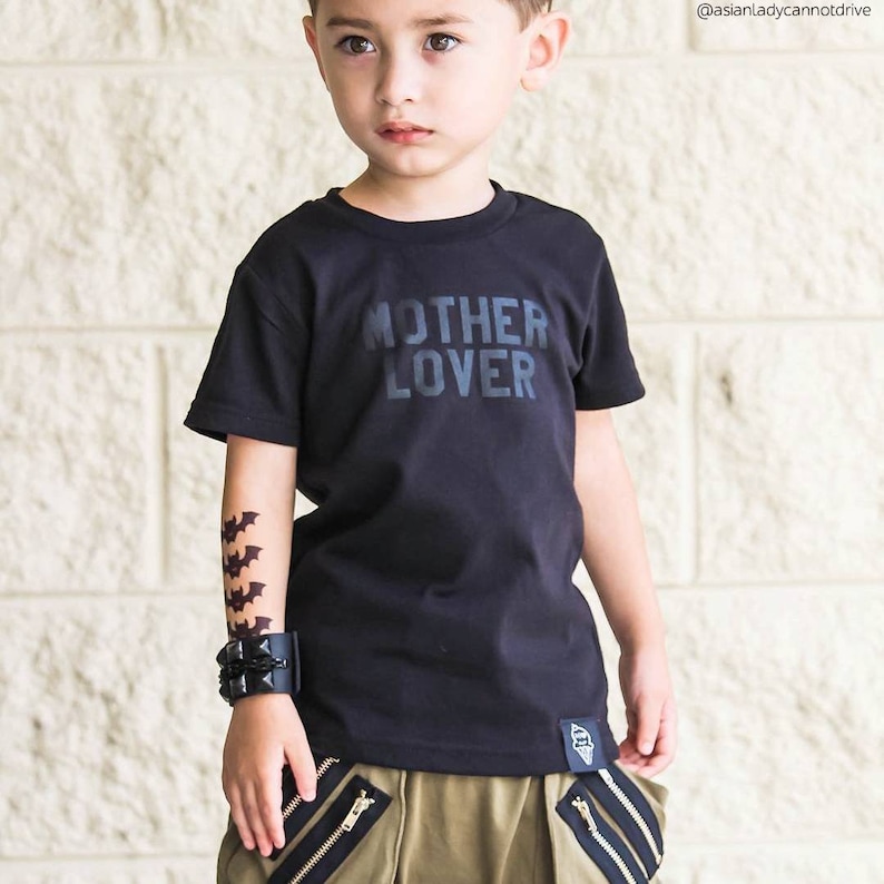 Boy Wearing Halloween Vampire Bats Temporary Tattoos. No Candy Trick or Treat Favor. Spooky Party Favors. Kids Body Stickers