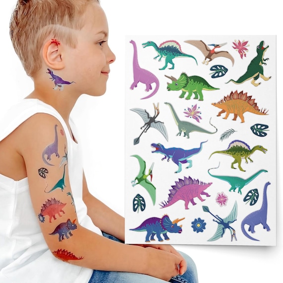 Dinosaur Party Temporary Tattoos. Dino Birthday Favors. Body Stickers. Gifts For Kids.