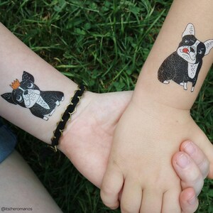 Bulldogs temporary tattoo transfers for kids. 3 sheets with 2 dogs body stickers on each one.