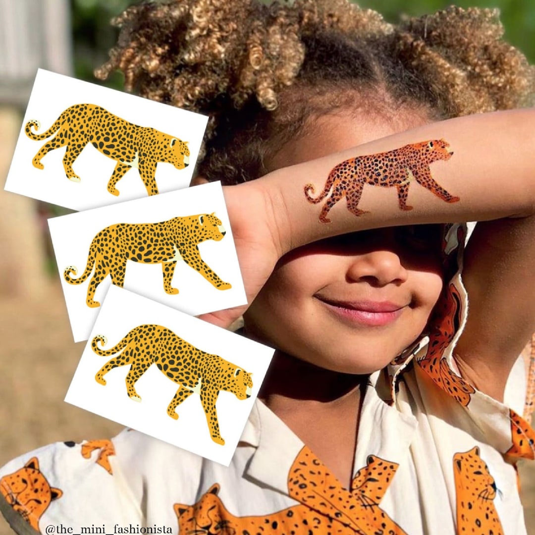 Leopard Temporary Tattoo Transfers. Set of 3 Cheetah Body Stickers