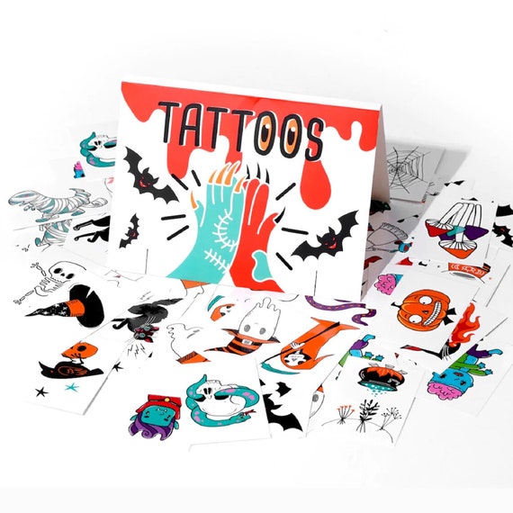 HALLOWEEN PACK Temporary Tattoo Party Set of 100 Spooky and Bootiful