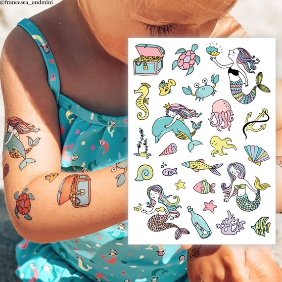 Mermaid Temporary Tattoo Transfers. Under the Sea Birthday - Etsy Australia