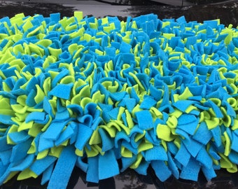 Washable Blue & Lime Green Snuffle Mat/ Pet Nose Work Foraging Pick Your Size