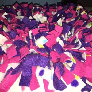 Choose Your Size Hot Pink/ Purple/ White W/ Multi Polka Dot Washable Snuffle Mat/ Pet Nose Work Foraging image 2