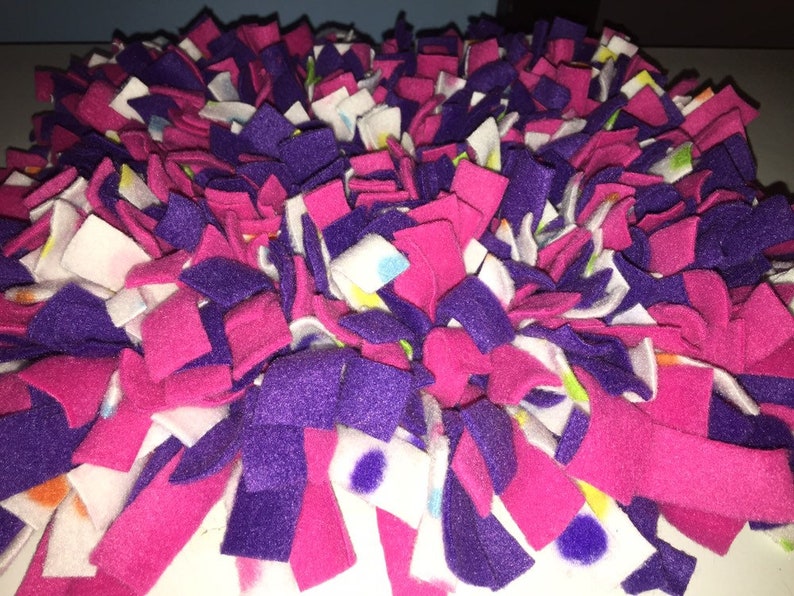 Choose Your Size Hot Pink/ Purple/ White W/ Multi Polka Dot Washable Snuffle Mat/ Pet Nose Work Foraging image 2