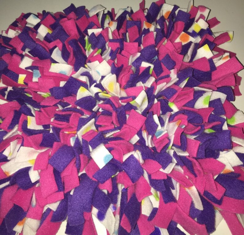 Choose Your Size Hot Pink/ Purple/ White W/ Multi Polka Dot Washable Snuffle Mat/ Pet Nose Work Foraging image 1