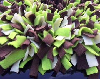 Lime Green/Brown/White Washable Snuffle Mat/ Pet Nose Work Foraging Pick Your Size Choose Your Size