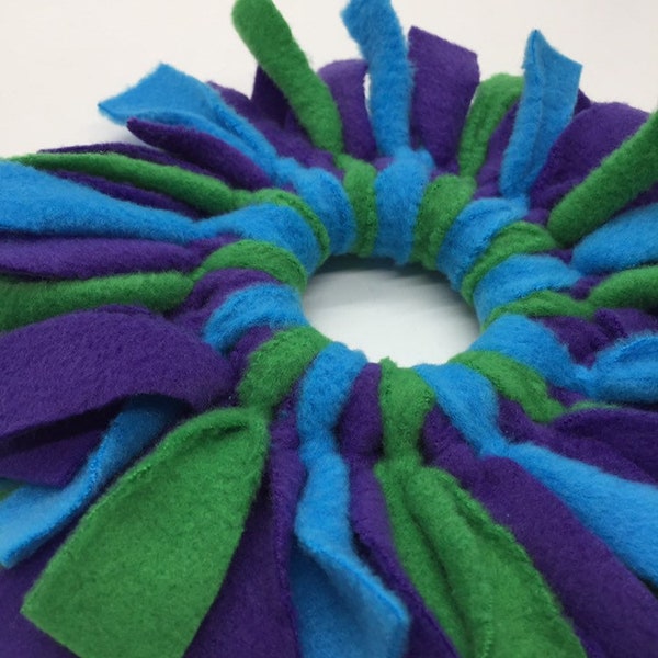 Pet Chew Ring Purple/Blue/& Green Anti-Pill Fleece With Durable Ring