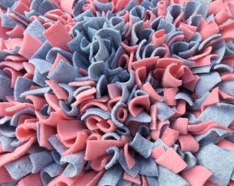 Coral/ Gray Washable Snuffle Mat/ Pet Nose Work Foraging Pick Your Size