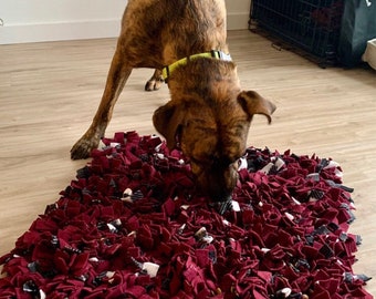 Burgundy and White/Black Plaid Washable Snuffle Mat/ Pet Nose Work Foraging Pick Your Size