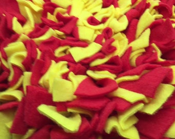 Red & Yellow Washable Snuffle Mat/ Pet Nose Work Foraging Pick Your Size
