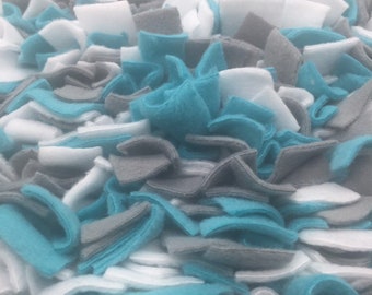 Aqua, Gray, & White Washable Snuffle Mat/ Pet Nose Work Foraging Pick Your Size