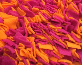 Machine Washable Easy To Store Roll-Up Orange & Hot Pink Washable Snuffle Mat/ Pet Nose Work Foraging Pick Your Size Choose Your Size