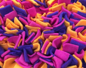Púrpura, rosa caliente y naranja lavable Snuffle Mat / Pet Nariz Trabajo Forrajeo Elija su tamaño