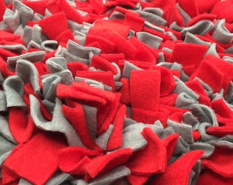 Red and Gray Washable Snuffle Mat/ Pet Nose Work Foraging Pick Your Size