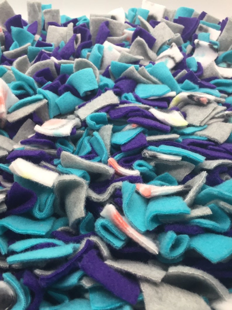 Purple/Aqua/Gray/Paw Polka Dot Washable Snuffle Mat/ Pet Nose Work Foraging Pick Your Size image 1