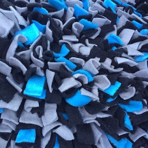 Black/Gray/ Little Bit of Blue Washable Snuffle Mat/ Pet Nose Work Foraging Pick Your Size