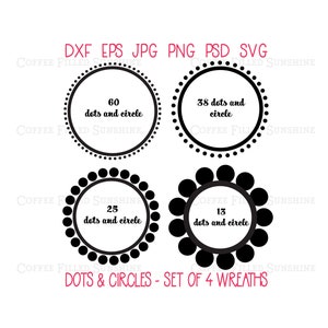 GEPUNKTETE KREIS-KRÄNGE, digital, Schnitt-Datei, Kreis, Punkte, Hochzeit Geschenk, Sofort Download dxf eps jpg png psd svg, Monogramm separat erhältlich