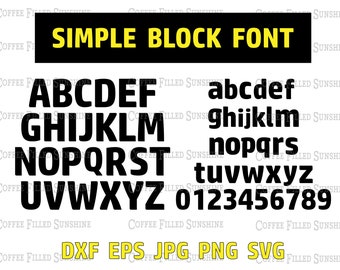 SIMPLE BLOCK FONT - Simple Rounded Block Font in Uppercase and Lowercase Letters, Digital Cut File Instant Download dxf eps jpg png svg