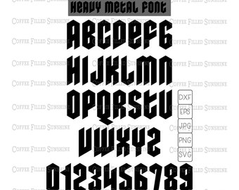 HEAVY METAL FONT - Rockband Letters, svg font, Digital Cut File, Instant Download dxf eps jpg png svg