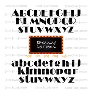 LETRAS DE MONOGRAMA DE BROADWAY, Fuente Broadway, Alfabeto teatral, Monograma dramático, Fuente SVG, Fuente vectorial, Archivo de corte digital, Descarga instantánea