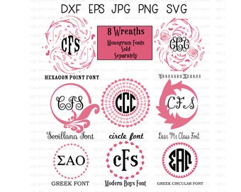 PINK WREATHS, Monogram Wreaths, SVG Wreaths, Wedding Wreaths, Digital Cut File, Wedding Invitations, Instant Download dxf eps jpg png svg