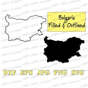BULGARIA Filled and Outlined - Digital Cut File, Bulgaria Europe Monogram, svg Bulgarian Outline, Instant Download, dxf, eps, jpg, png, svg