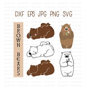 Coleção DIGITAL BROWN BEAR, Mamãe Urso, Urso Bebê, Arquivo Digital, Animais Mamãe e Eu, Download Instantâneo dxf eps jpg formato png svg