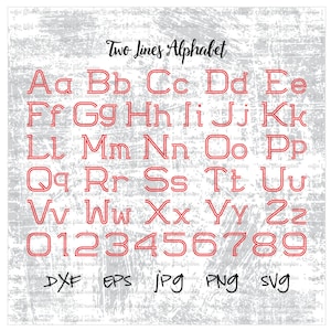 TWO LINE ALPHABET & Numbers, 2 Line Alphabet, 2 Line Numbers, Vector Font, Svg Font, 2 Line Font, Double Font, Instant Download