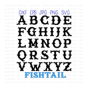 FISHTAIL CARNAVAL ALPHABET, lettres queue de poisson, lettres Carnival, police svg, fichier numérique coupé, des cliparts, téléchargement immédiat - dxf eps jpg png svg