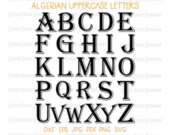 ALGERIAN MONOGRAM LETTERS, Fancy Font, Boys Alphabet Font, Boys Monogram, svg Font, vector font, Digital Cut File, Instant Download
