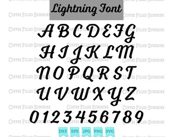 LIGHTNING FONT - Electricity Voltage Font Letters, Digital Cut File, Instant Download dxf eps jpg png svg