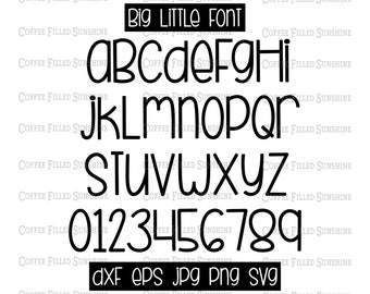 BIG LITTLE FONT - Instant Digital Download, Random Big and Small Letters, Digital Cut Print File, dxf eps jpg png svg Formats