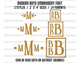 BOYS MODERN STACKED Embroidery Font - 3 Sizes, Boys Monogram font, Instant Download csd dst emd exp hus jef pcm pcs pes sew shv vip vp3 xxx