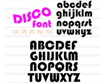 DISCO MONOGRAM LETTERS, Disco Font, Disco Alphabet Letters, 60s font, 70s font, svg Font, vector font, Digital Cut File, Instant Download