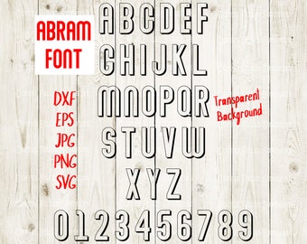 ABRAM TRANSPARENT FONT - Outlined Letter Font, Shadow Font, monogram Digital Cut File dxf eps jpg png svg