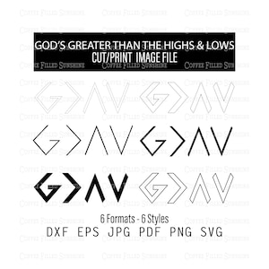 GOD is GREATER than the Highs and Lows, GGHL Clipart, Cut/Print Datei, Dxf eps jpg pdf png svg Coffee Filled Sunshine