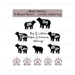 CONCEPTION DE LA FAMILLE OURS, 17 fichiers numériques, Big Little, maman ours, papa ours, frère ours, soeur ours, téléchargement immédiat, 5 formats