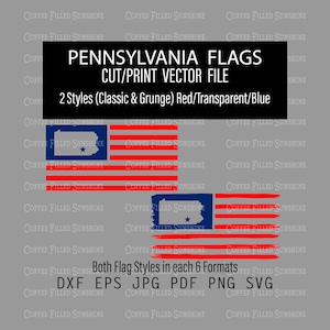 Bandiera della PENNSYLVANIA - Ritaglio dello stato della PA in bandiera degli Stati Uniti, bandiera grunge e classica, download immediato, dxf eps jpg pdf png svg Coffee Filled Sunshine
