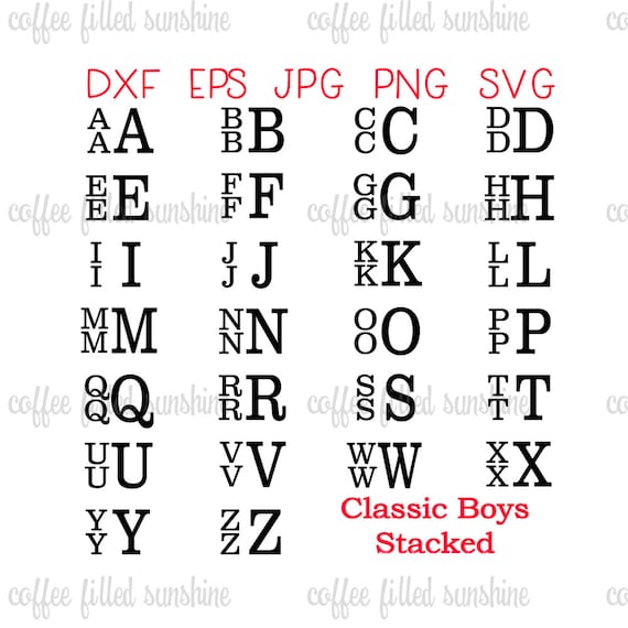 Download BOYS STACKED FONT Stacked Monogram svg font Digital Cut | Etsy