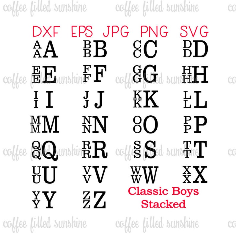 Download BOYS STACKED FONT Boys Stacked Svg Monogram font Digital | Etsy