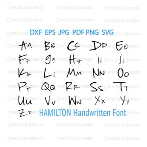 HAMILTON HAND GEZEICHNETE Buchstaben - Digital geschnittene Datei, Vektor Clipart, Hamilton font, dxf eps jpg pdf png svg Coffee Filled Sunshine