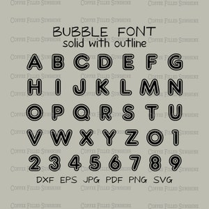 BUBBLE FONT Vector Font - Cutter File, Printable, Iron On, Funky ...