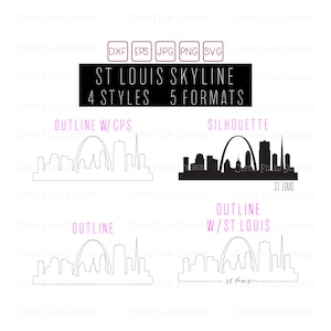 ST LOUIS MO Skyline - Instant Digital Download, Saint Louis Missouri uusa monogram, gps Coordinates/Outline/Silhouette, dxf eps jpg png svg