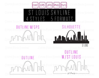 ST LOUIS MO Skyline - Instant Digital Download, Saint Louis Missouri uusa monogram, gps Coordinates/Outline/Silhouette, dxf eps jpg png svg