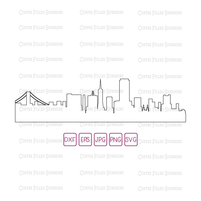 SAN FRANCISCO Skyline Digital Cut/print File San Fran CA - Etsy