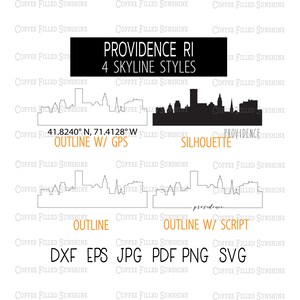 PROVIDENCE RI City SKYLINE - Instant Digital Download, gps Coordinates/Outline/Silhouette dxf eps jpg pdf png svg Coffee Filled Sunshine