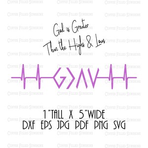 GOD is GREATER Herzschlag, Christian Tattoo, GGHL Clipart, God Highs Lows, Instant Download, dxf eps jpg pdf png svg Kaffee gefüllt SUnshine