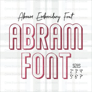 ABRAM EMBROIDERY FONT - Letras de monograma en mayúsculas, monogramas de bebé niño, descarga digital instantánea 6 tamaños, 14 formatos